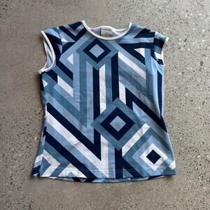 Nike Women’s M Top Blue Geometric Sleeveless Athletic Y2k Early 2000s